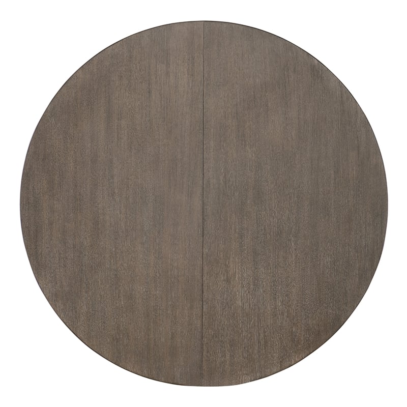 Bowery Hill Modern Mood Round Wood Dining Table with 18 Inch Leaf in Brown