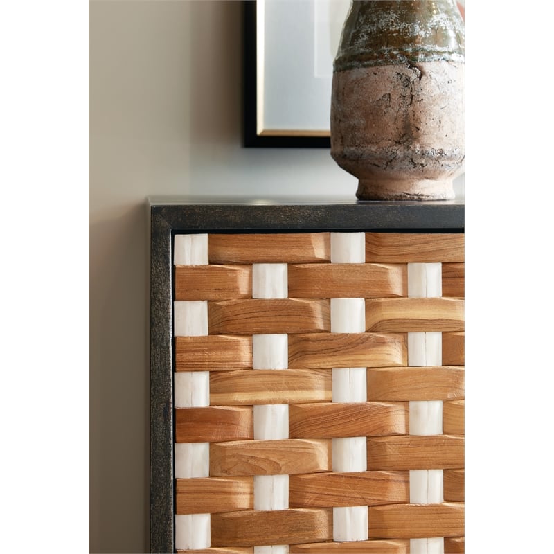 Bowery Hill Weaver 2-Door Accent Chest in Black Mango Wood
