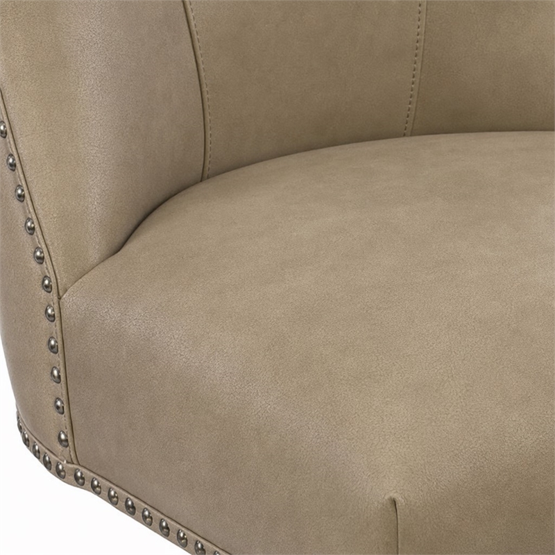 Bowery Hill Lynn Leather Home Office Chair in Beige Traditional Design