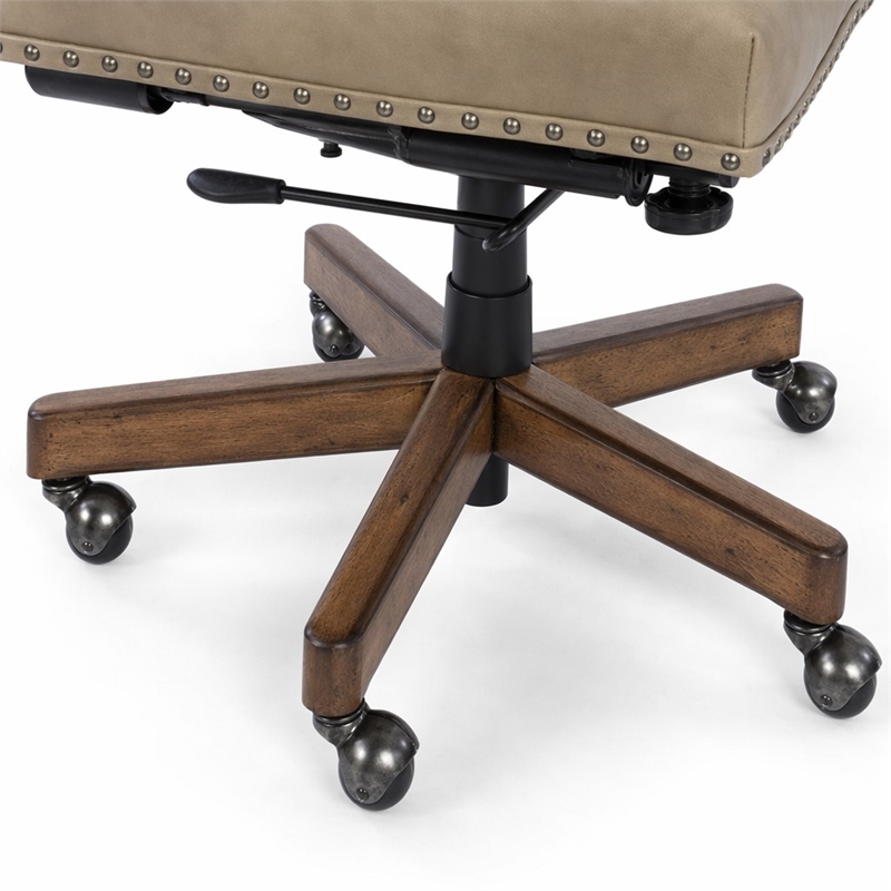 Bowery Hill Lynn Leather Home Office Chair in Beige Traditional Design