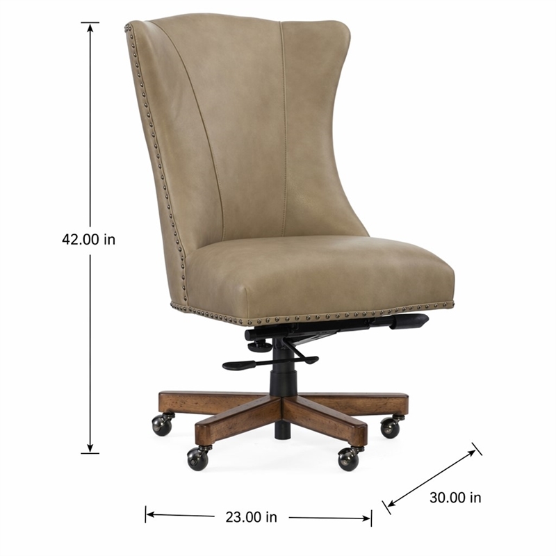 Bowery Hill Lynn Leather Home Office Chair in Beige Traditional Design