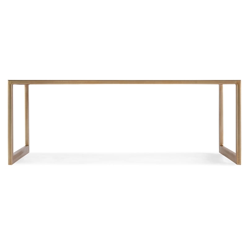 Bowery Hill Koi Rectangle Cocktail Table with Painted Glass Top and Gold Finish