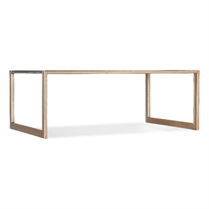 Bowery Hill Koi Rectangle Cocktail Table with Painted Glass Top and Gold Finish