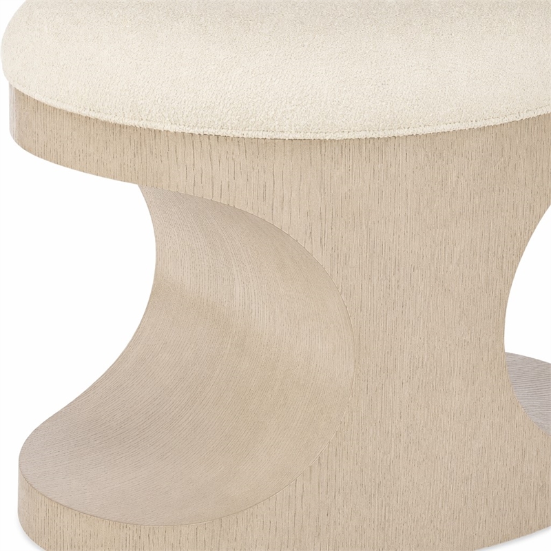 Bowery Hill Westwood Bench with Ivory Fabric Seat and Hourglass Base