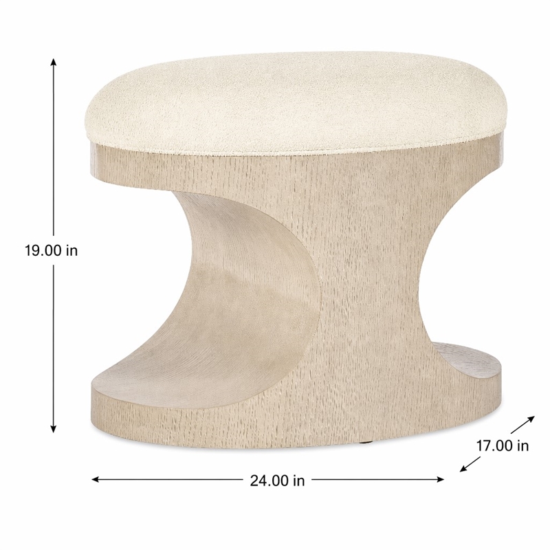 Bowery Hill Westwood Bench with Ivory Fabric Seat and Hourglass Base