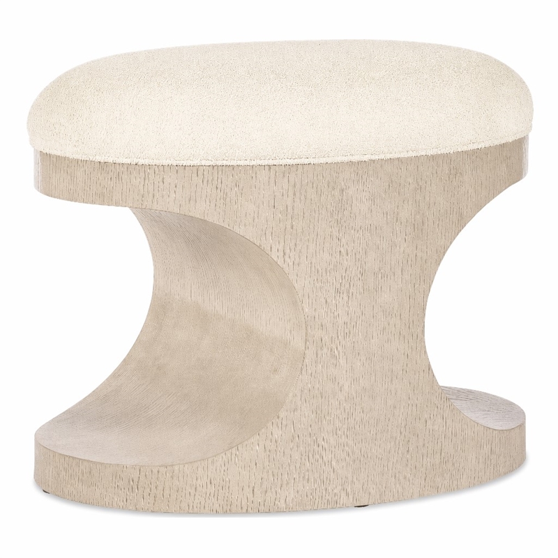 Bowery Hill Westwood Bench with Ivory Fabric Seat and Hourglass Base