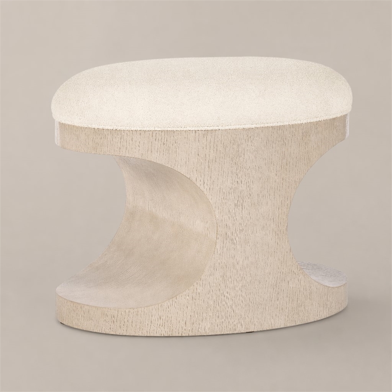 Bowery Hill Westwood Bench with Ivory Fabric Seat and Hourglass Base