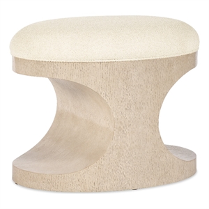 Bowery Hill Westwood Bench with Ivory Fabric Seat and Hourglass Base
