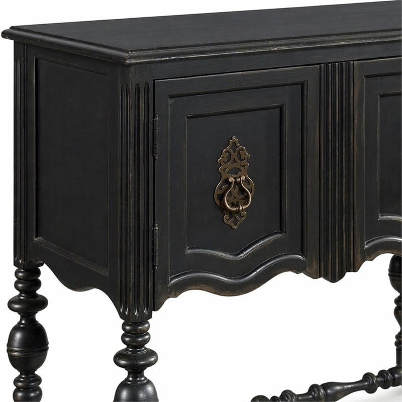 Bowery Hill Accent Chest with Black Finish and Decorative Ring Pulls