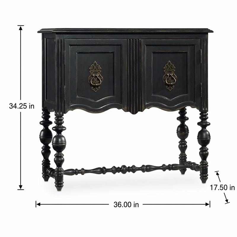 Bowery Hill Accent Chest with Black Finish and Decorative Ring Pulls