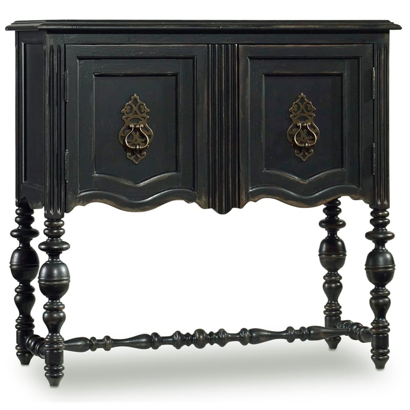 Bowery Hill Accent Chest with Black Finish and Decorative Ring Pulls