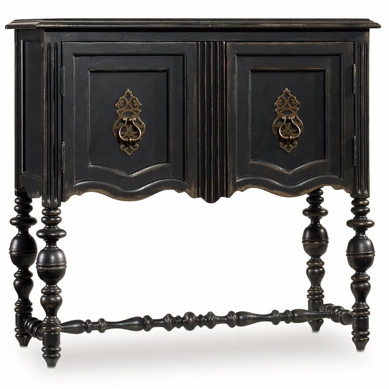 Bowery Hill Accent Chest with Black Finish and Decorative Ring Pulls