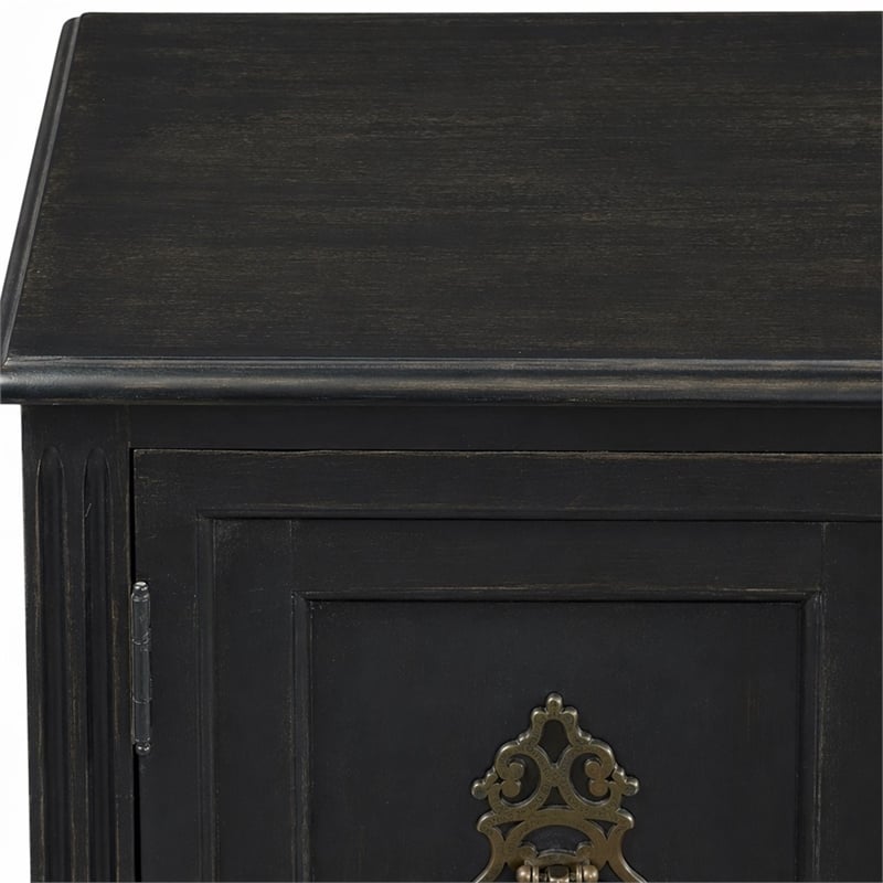 Bowery Hill Accent Chest with Black Finish and Decorative Ring Pulls