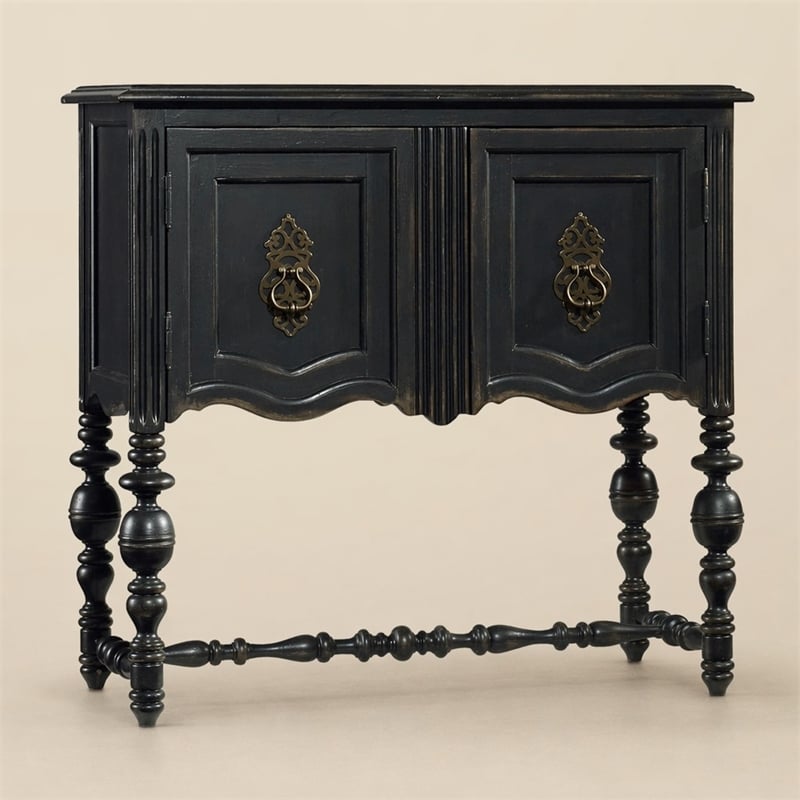Bowery Hill Accent Chest with Black Finish and Decorative Ring Pulls