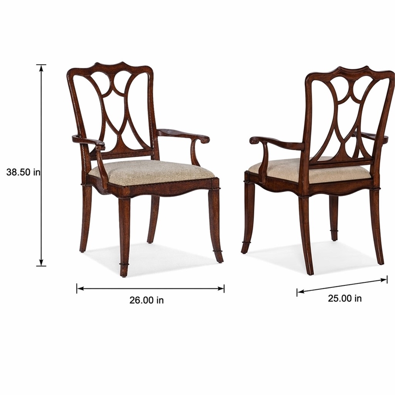 Bowery Hill Upholstered Arm Chair with Cherry Finish and Fabric Seat