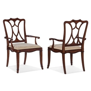 Bowery Hill Upholstered Arm Chair with Cherry Finish and Fabric Seat