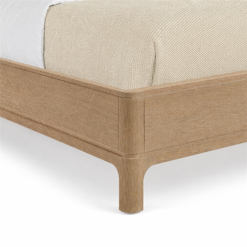 Bowery Hill California King Bed with Leather Upholstery and Oak Veneers
