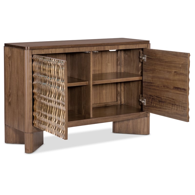 Bowery Hill Two Door Chest with Walnut Veneers and Sculptural Bronze