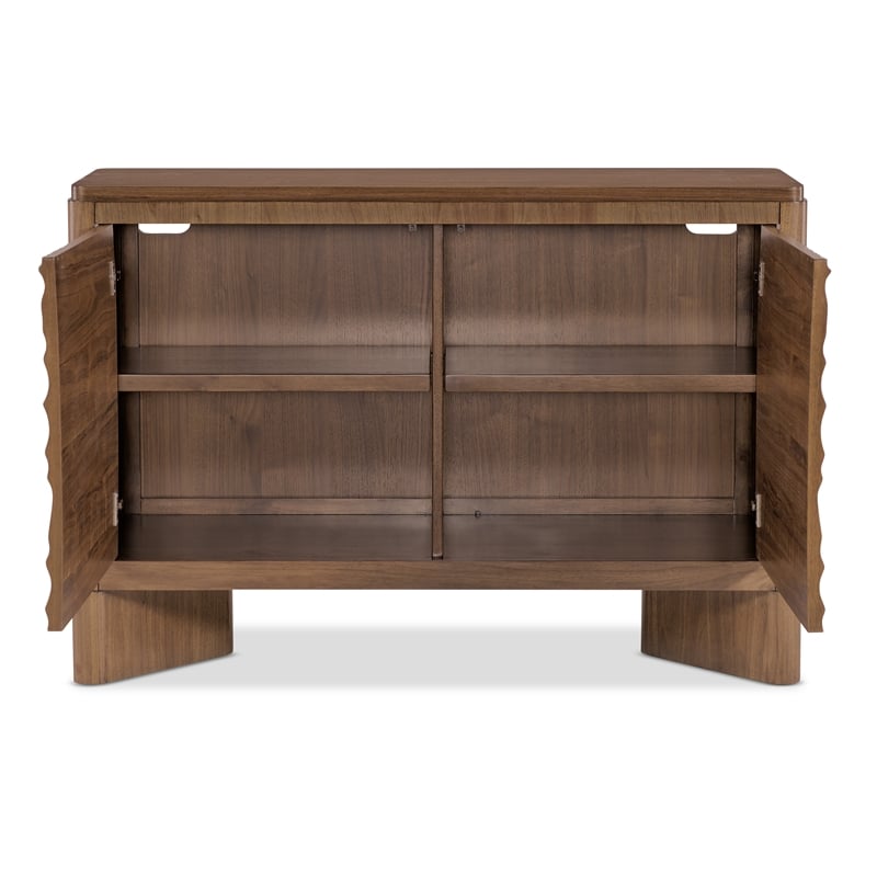 Bowery Hill Two Door Chest with Walnut Veneers and Sculptural Bronze