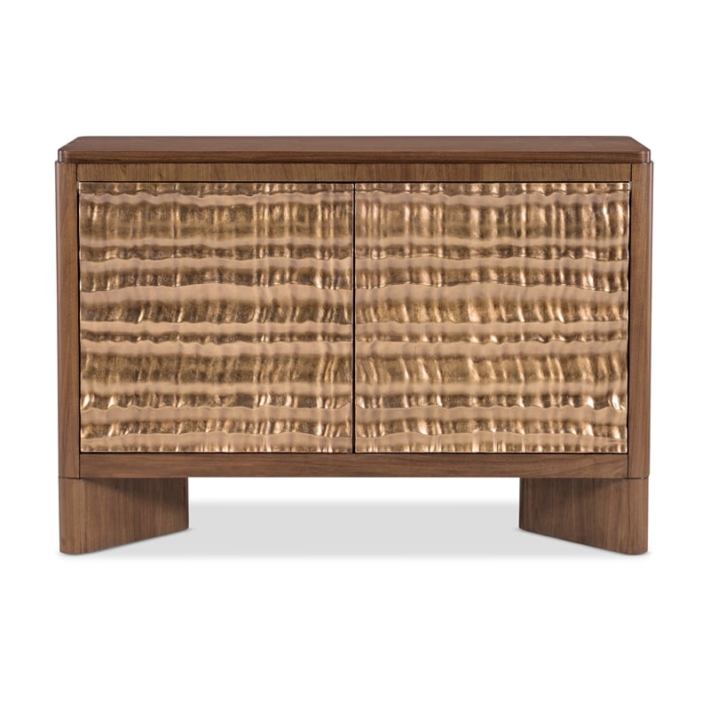 Bowery Hill Two Door Chest with Walnut Veneers and Sculptural Bronze