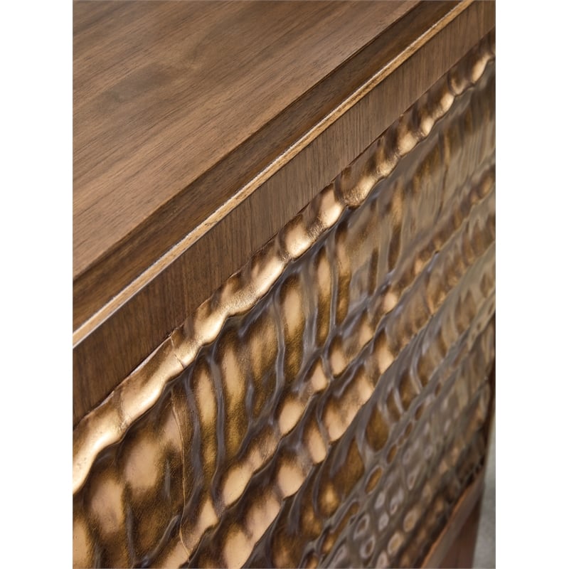 Bowery Hill Two Door Chest with Walnut Veneers and Sculptural Bronze