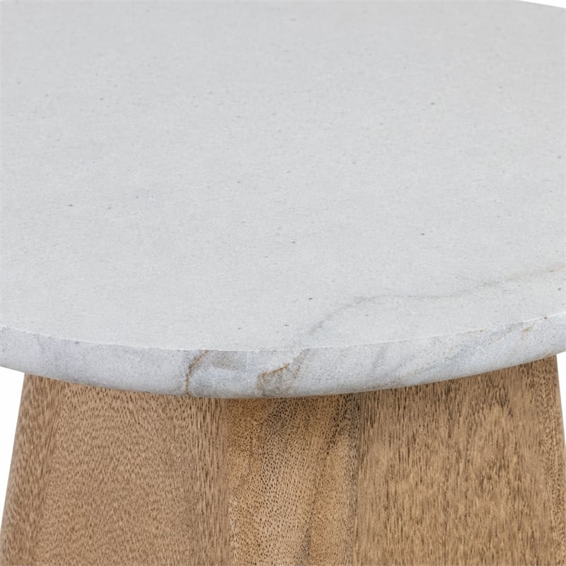 Bowery Hill Low Nesting Table with Quartz Stone Top and Oak Base