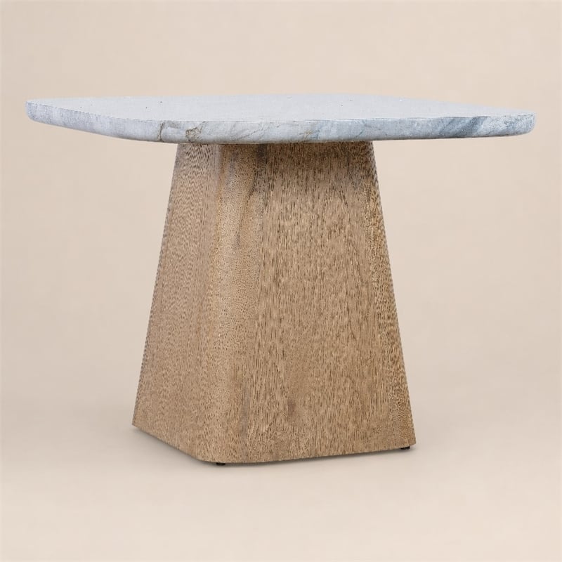 Bowery Hill Low Nesting Table with Quartz Stone Top and Oak Base