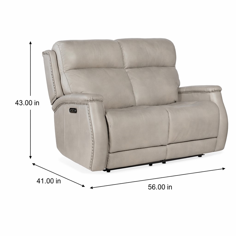 Bowery Hill Zero Gravity Recline Loveseat in Semi-Aniline Grey Leather
