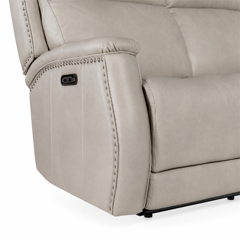 Bowery Hill Zero Gravity Recline Loveseat in Semi-Aniline Grey Leather