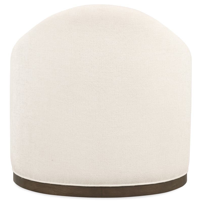 Bowery Hill Swivel Chair with Brown Wood Trim in Beige Fabric