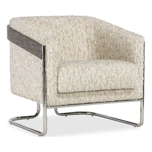 Bowery Hill Metal Base Accent Chair in Beige Fabric
