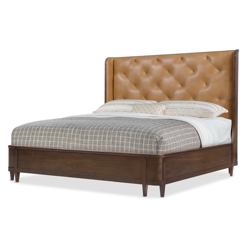 Bowery Hill California King Leather Bed in Light Brown