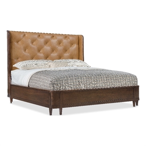 Bowery Hill California King Leather Bed in Light Brown