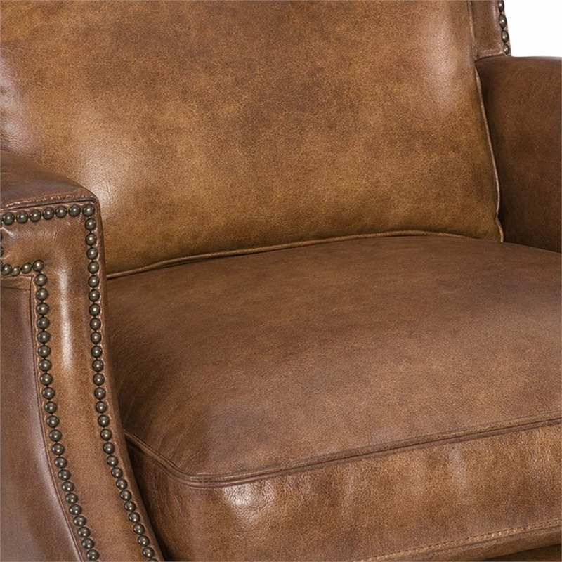 Bowery Hill Beckett Leather Office Chair in Natchez Brown Upholstery