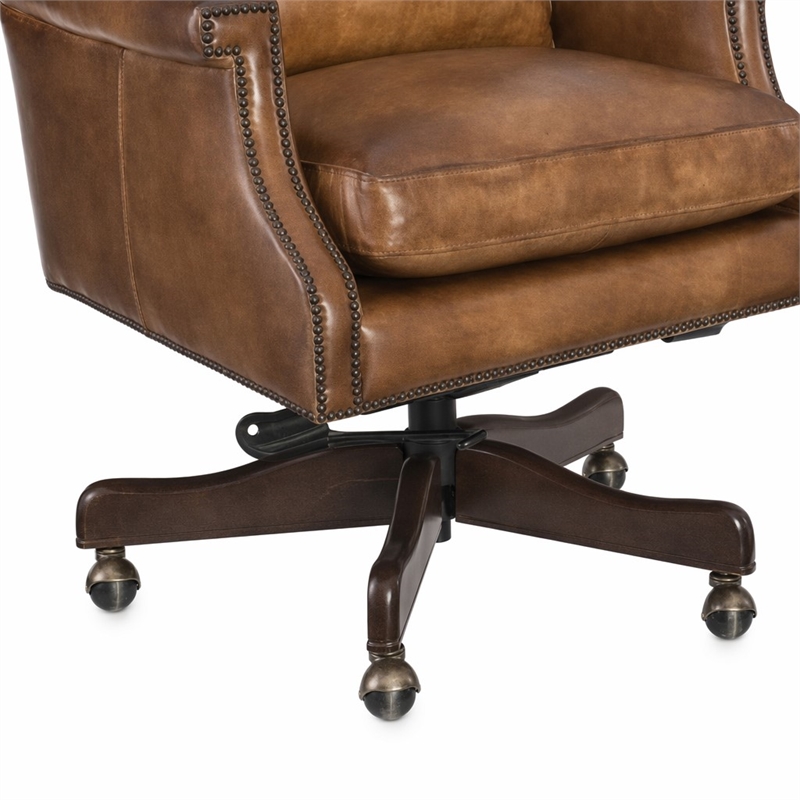 Bowery Hill Beckett Leather Office Chair in Natchez Brown Upholstery