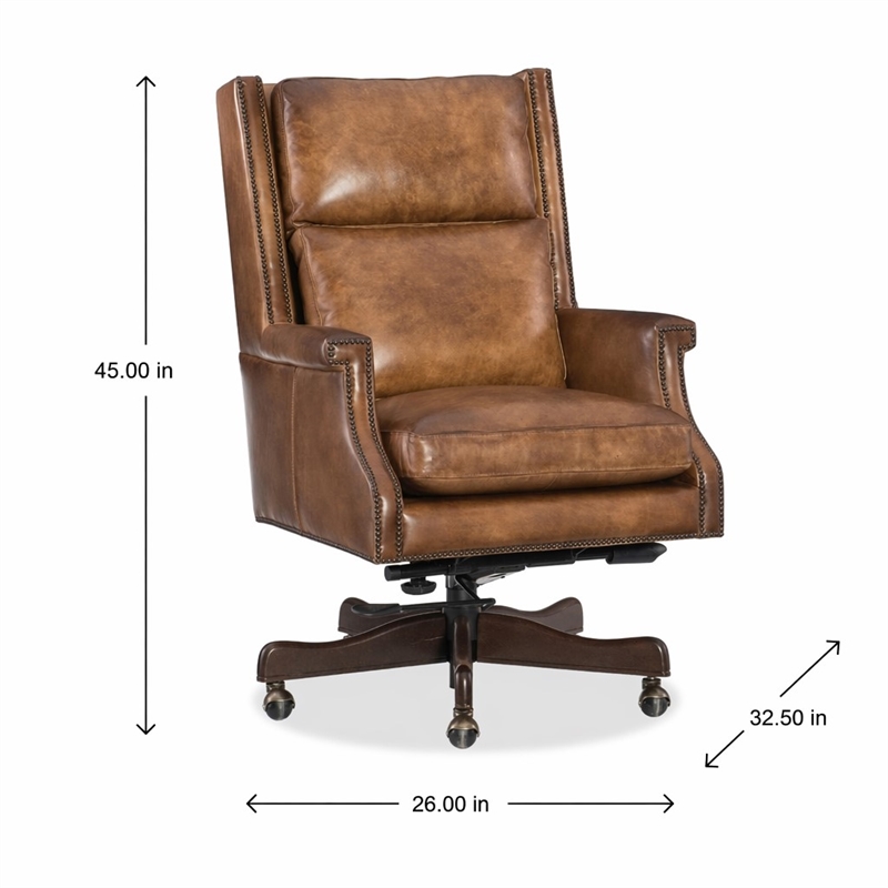 Bowery Hill Beckett Leather Office Chair in Natchez Brown Upholstery