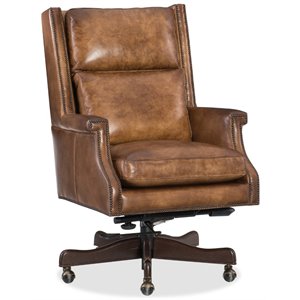 Bowery Hill Beckett Leather Office Chair in Natchez Brown Upholstery