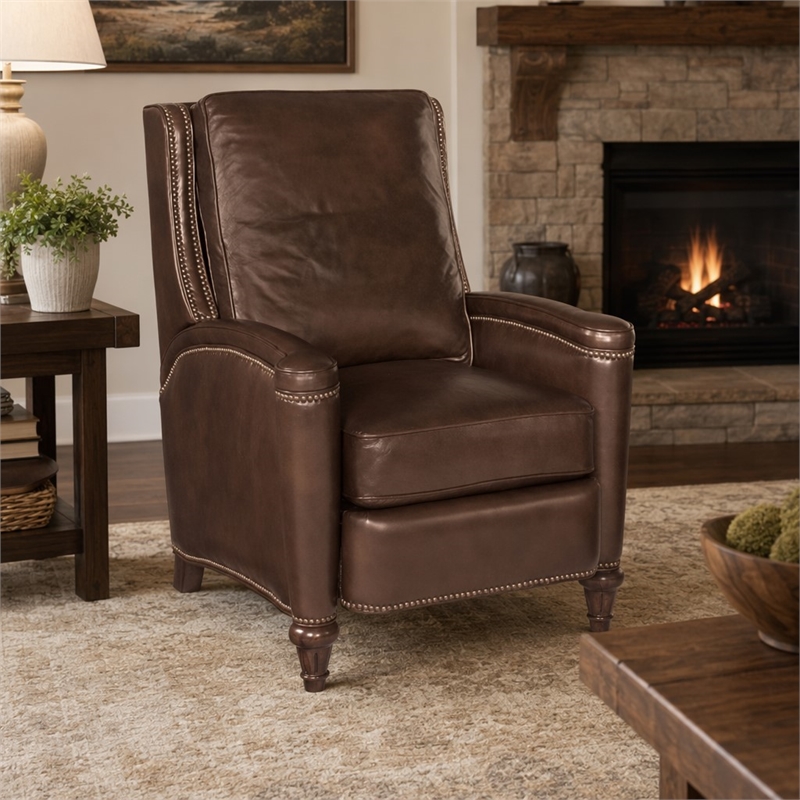 Bowery Hill Rylea Manual Push Back Recliner with Nailhead Trim