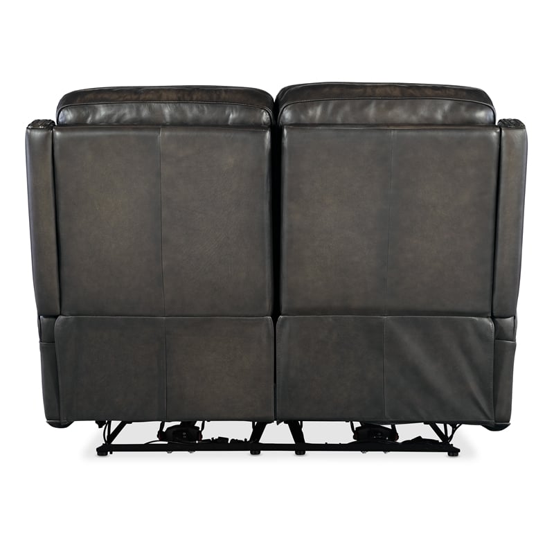 Bowery Hill Hamilton Power Loveseat with Power Headrest in Gray Leather