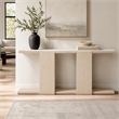 Bowery Hill Console Table Stone Top Natural Wood Base Rectangular Shape