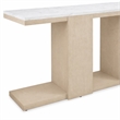 Bowery Hill Console Table Stone Top Natural Wood Base Rectangular Shape