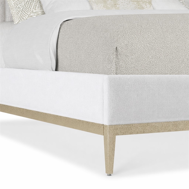 Bowery Hill Cascade California King Upholstered Bed in White Fabric