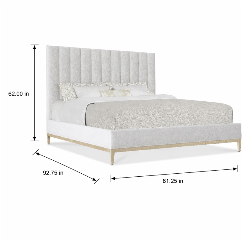 Bowery Hill Cascade California King Upholstered Bed in White Fabric