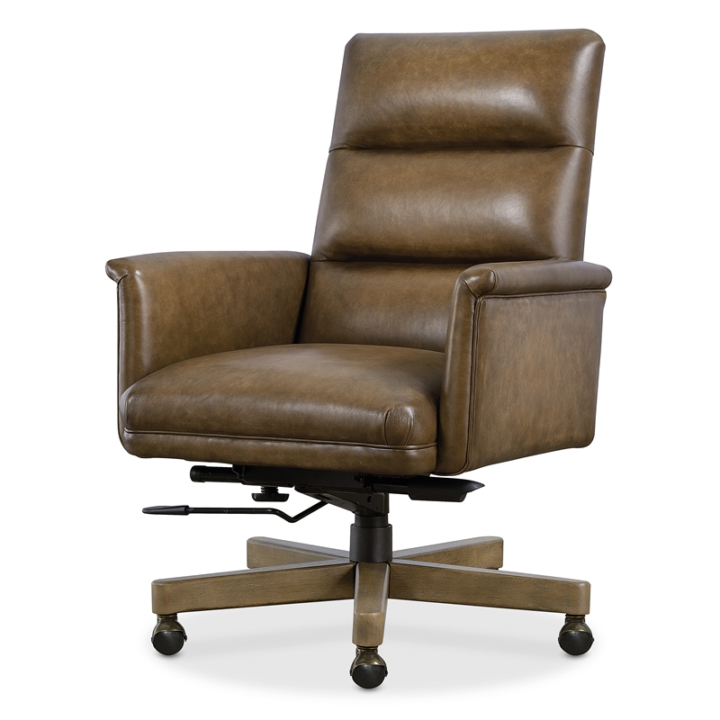 Bowery Hill Starling Executive Swivel Tilt Chair in Brown Leather