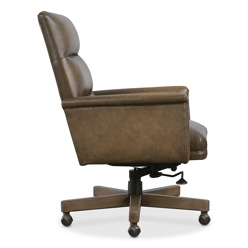 Bowery Hill Starling Executive Swivel Tilt Chair in Brown Leather
