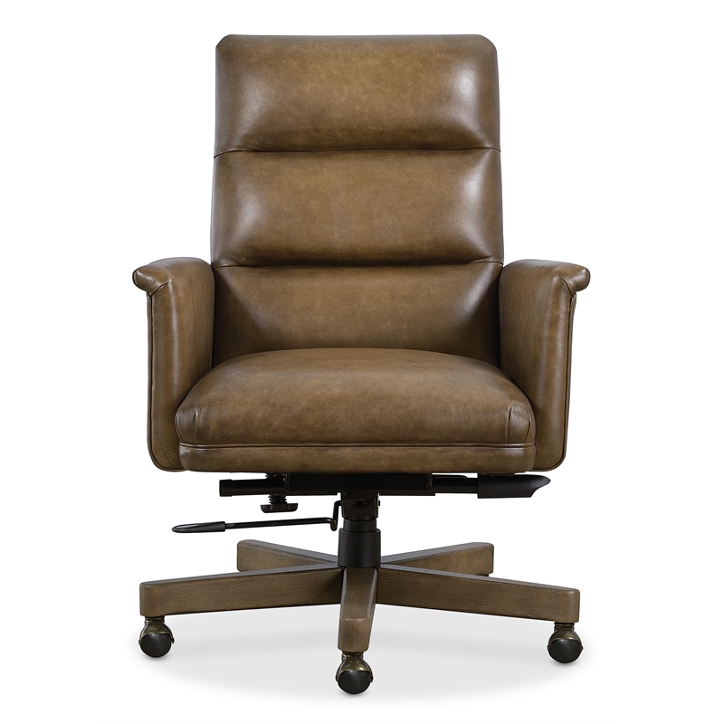 Bowery Hill Starling Executive Swivel Tilt Chair in Brown Leather