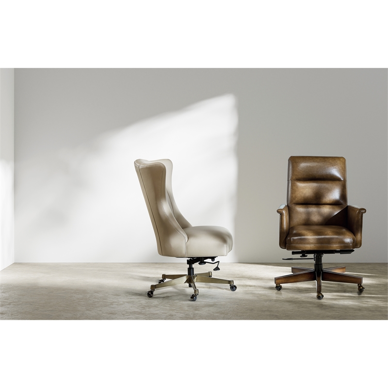Bowery Hill Starling Executive Swivel Tilt Chair in Brown Leather