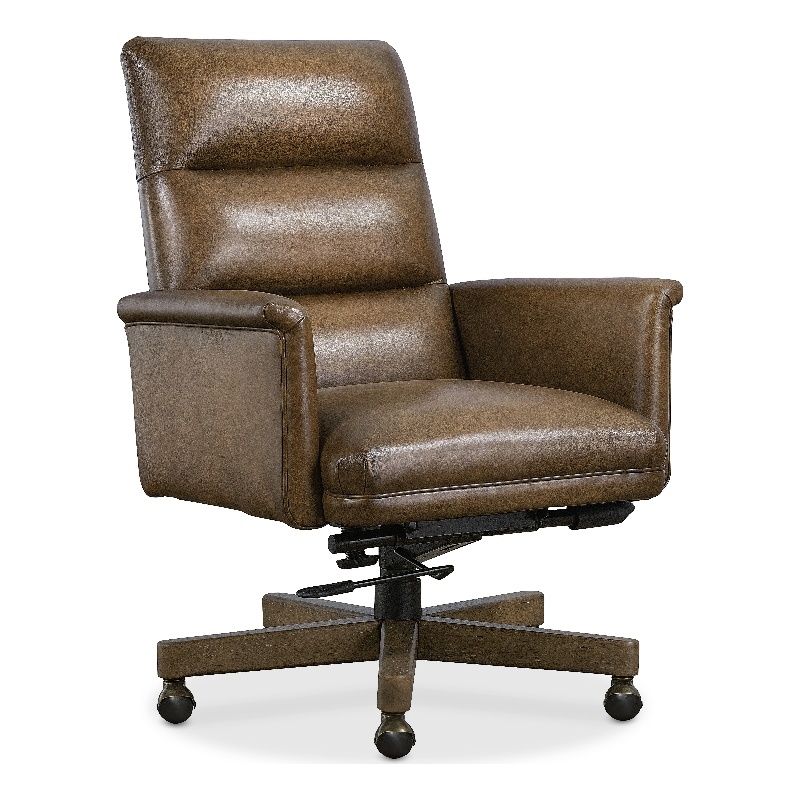 Bowery Hill Starling Executive Swivel Tilt Chair in Brown Leather