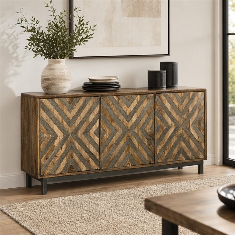 Bowery Hill Serramonte 69 in Mango Wood Console for Accent or Entertainment