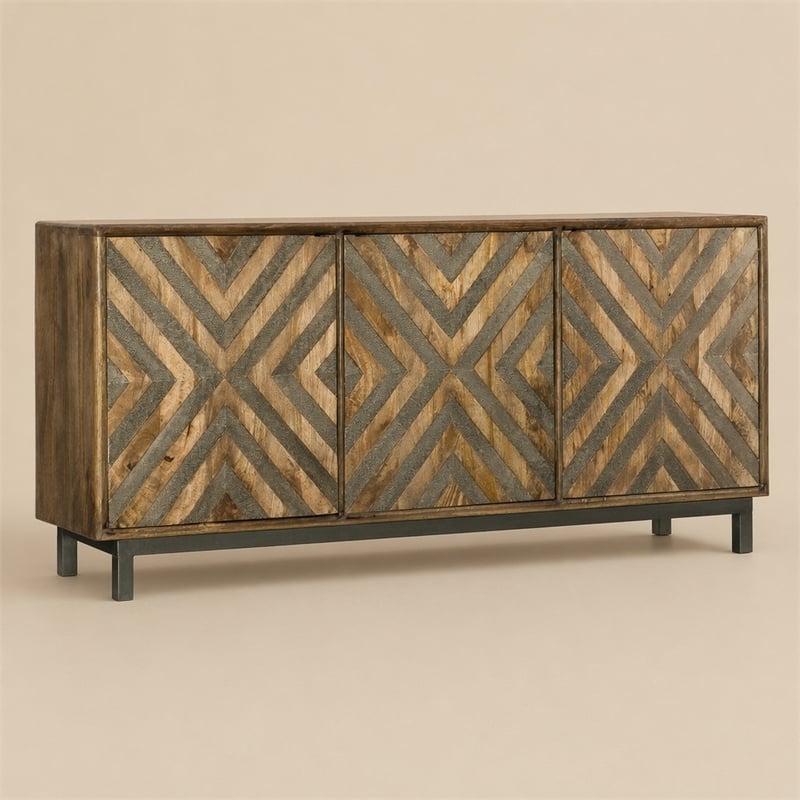 Bowery Hill Serramonte 69 in Mango Wood Console for Accent or Entertainment